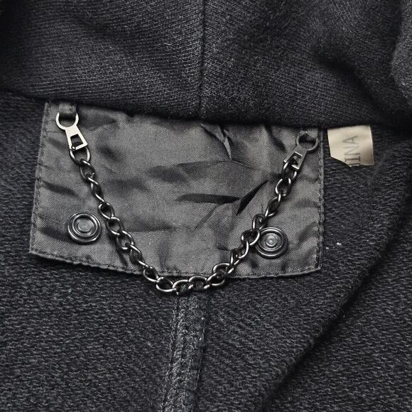 Raison D’Être Black Wool Blend Jacket Large Blazer Style 1 Button Chain Hanger - Picture 5 of 8